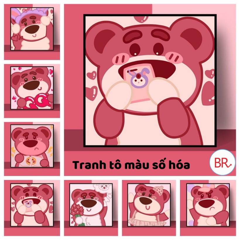 Tranh Tô Màu Số Hóa Hình Gấu Dâu Lotso 20X20Cm Tặng Bộ Màu Và Cọ Vẽ- Tranh  Sơn Dầu Tô Màu Theo Số Decor Bàn Học 01821 | Shopee Việt Nam