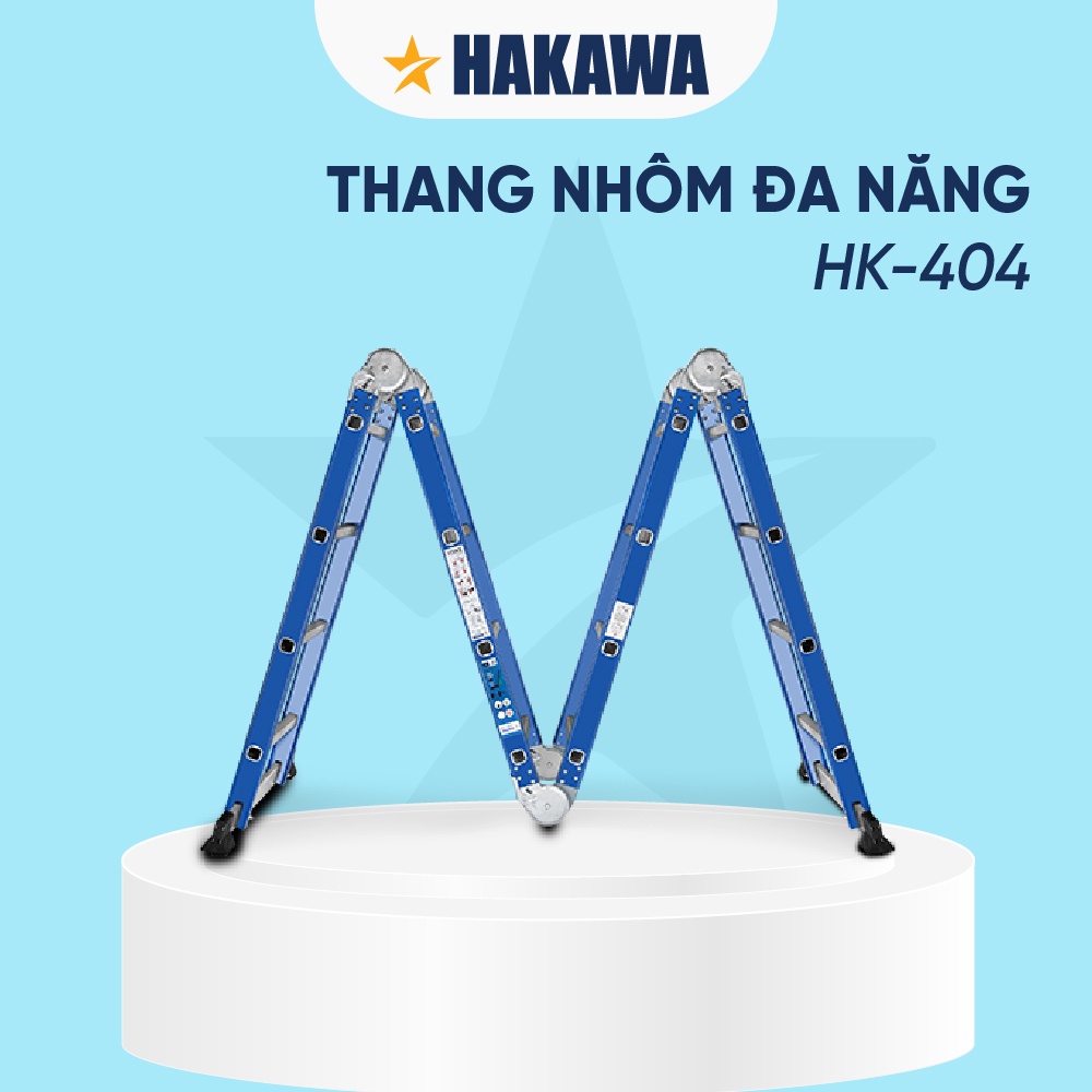 Thang nhôm đa năng 4 khúc cao cấp HAKAWA - HK-404 (xanh dương ) - Phân phối chính hãng - Bảo hành 2 năm