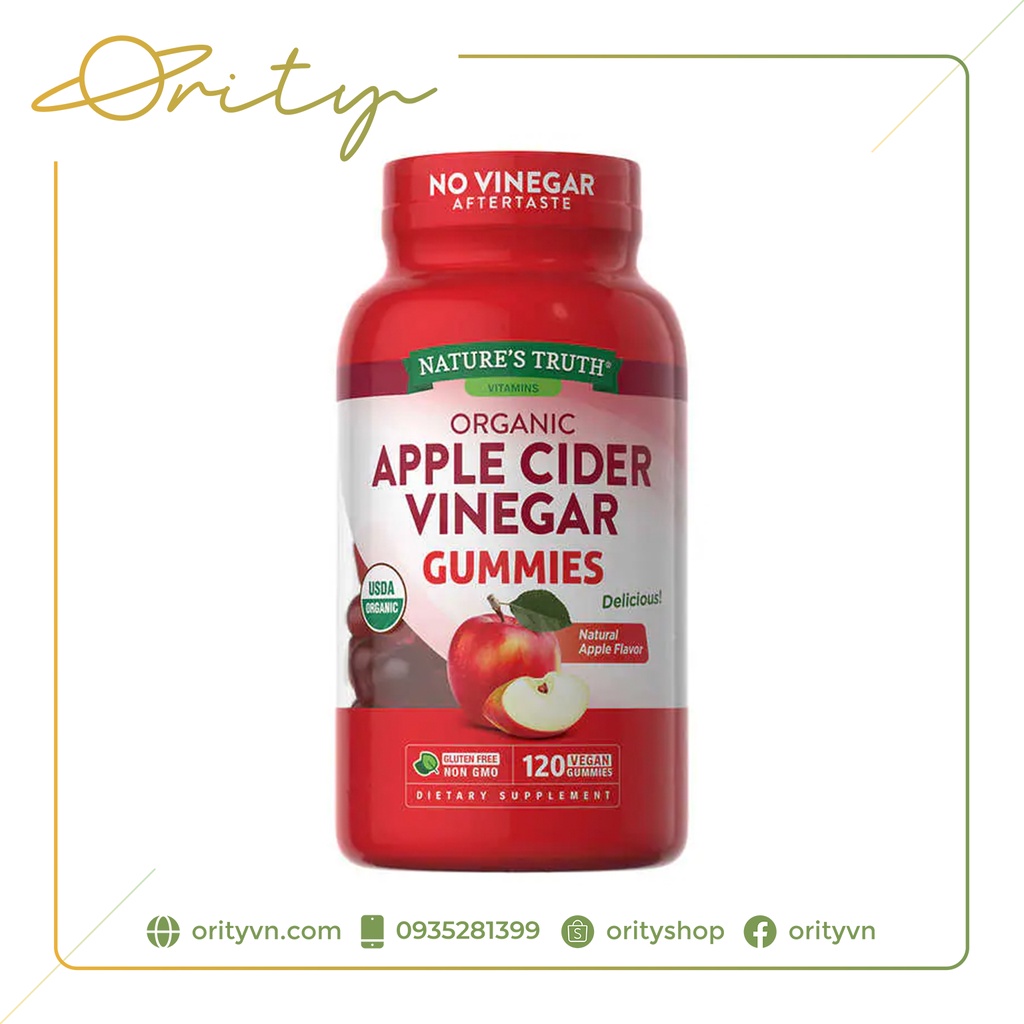 [Chính Hãng] Kẹo dẻo giấm táo hỗ trợ giảm cân Nature's Truth Organic
