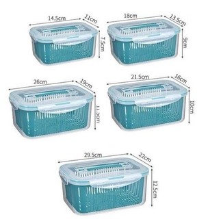 Hộp nhựa đựng đồ tủ lạnh đa năng, Set 5 hộp đựng đồ 2 lớp cao cấp có nắp đậy