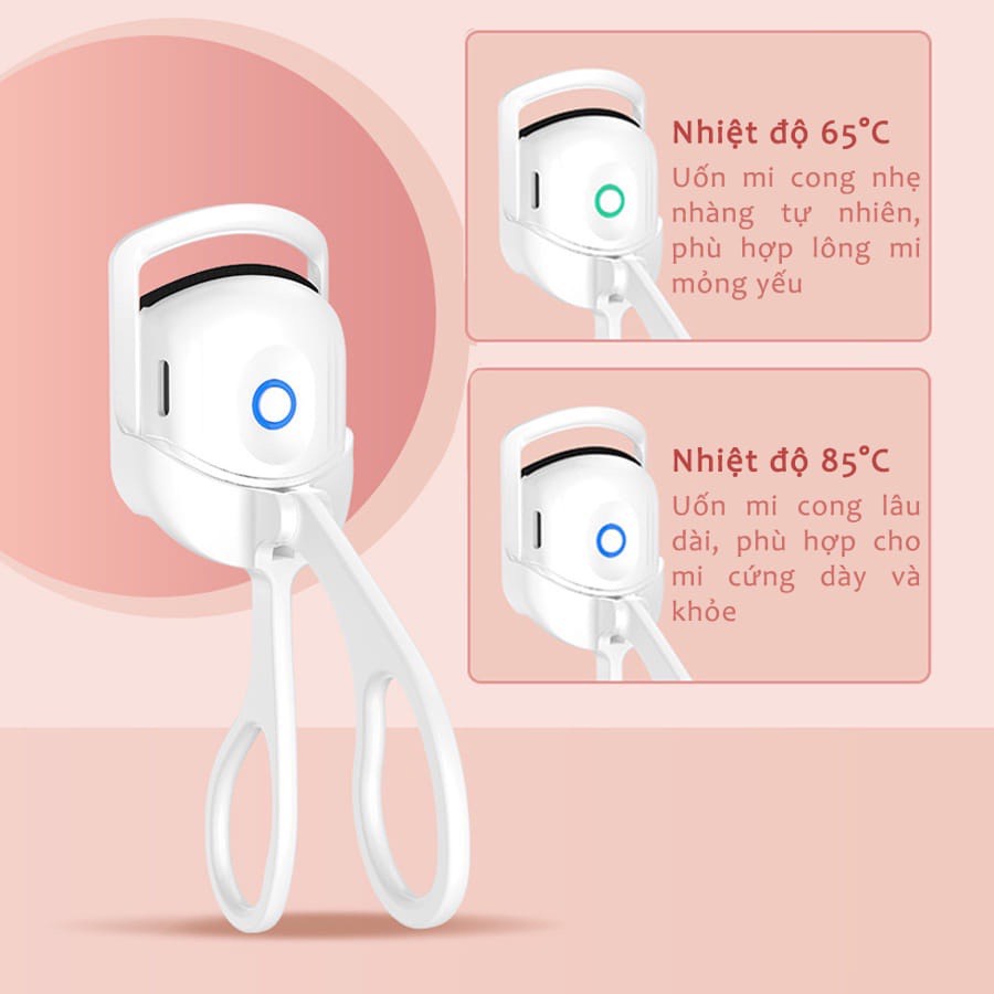 Máy Uốn Mi Điện, Kẹp Mi Nhiệt Thông Minh Làm Cong Nhanh Kèm Sạc USB