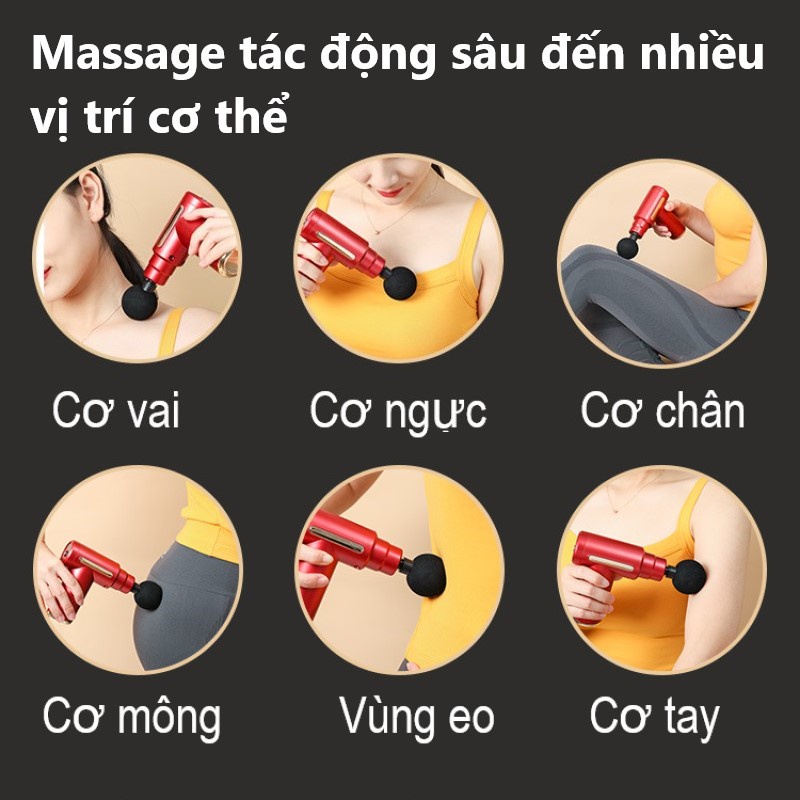 Máy massage cầm tay mini, súng massage cầm tay mini toàn thân 6 cấp độ cao cấp