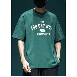 Bộ Thể Thao Nam Hè Tay Lỡ FOR GET NOW Fom Rộng Thoải Mái, Set Gồm Áo Xanh Quần Trắng Như Hình