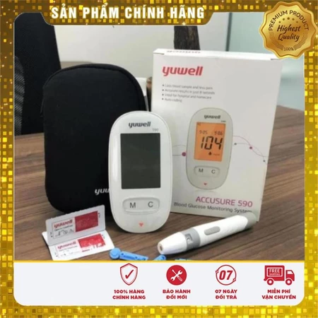 Máy đo đường huyết Yuwell -bảo hành trọn đời + tặng 50 que + 50 kim