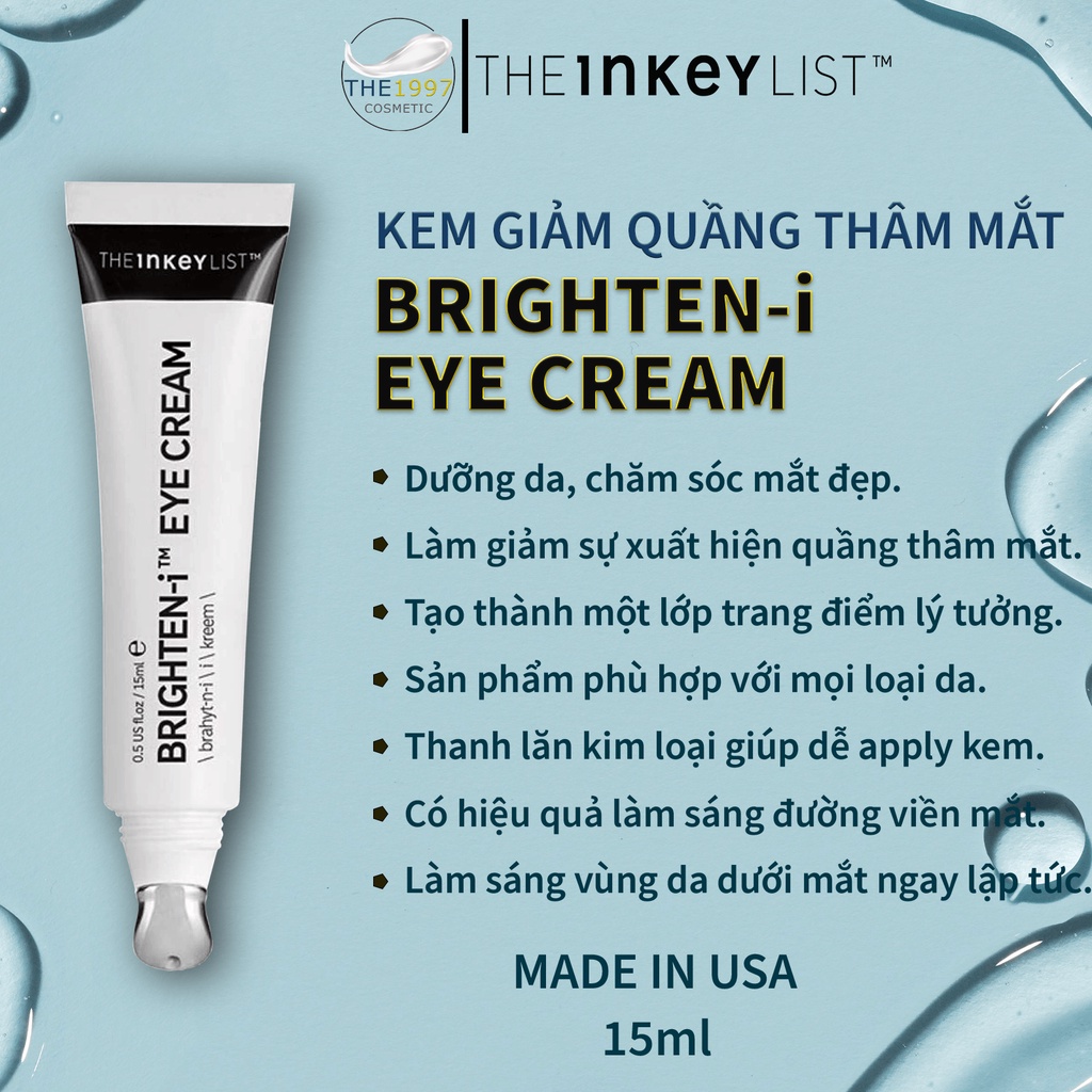 Kem mắt The INKEY List Brighteni Eye Cream 15ml Shopee Việt Nam
