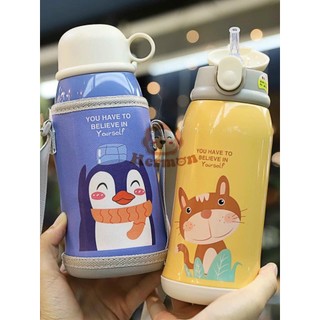 Bình nước giữ nhiệt Hermon Inox 2 nắp 600ml kèm cốc