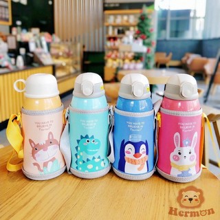 Bình nước giữ nhiệt Hermon Inox 2 nắp 600ml kèm cốc