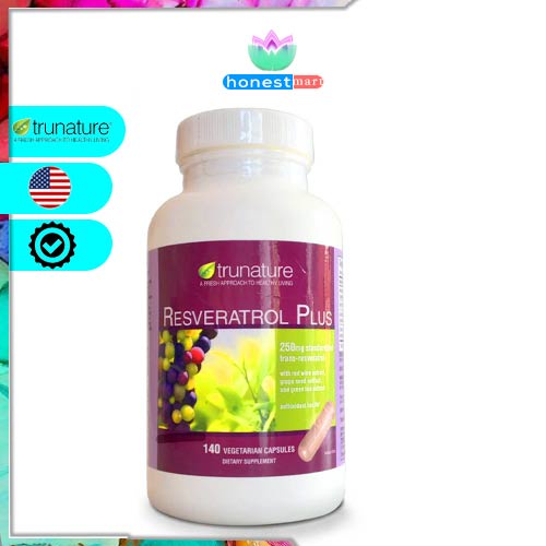 Viên uống chống oxy hóa Trunature Resveratrol Plus 250mg 140 viên