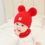 Mũ len 2 quả bông kèm khăn cho bé yêu, mũ len ấm áp cho bé ANKIDS