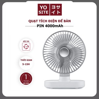 Quạt tích điện 2 cổng sạc, quạt mini để bàn pin 5000mah dùng liên tục đến 15h, quạt tích điện để bàn cỡ lớn xoay tự động