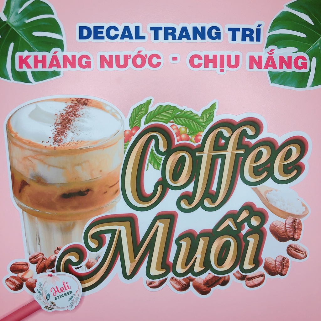 Decal Trang Trí COFFEE MUỐI Hình Dán Decor Quán Cà Phê, Trà Sữa, Nước ...