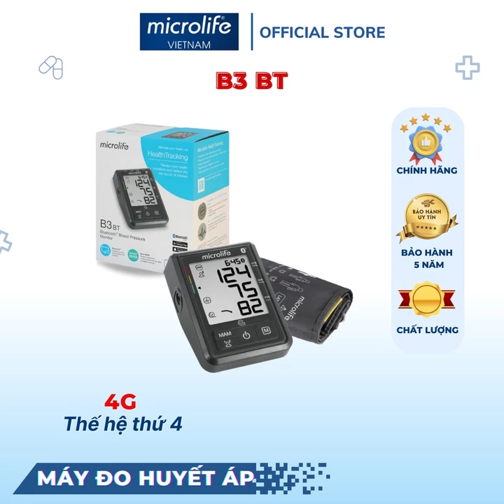 Máy đo huyết áp MICROLIFE B3 Bluetooth (BT) cho người dùng lựa chọn đo 1 lần hoặc đo 2 lần bằng cách nhấn nút MAM