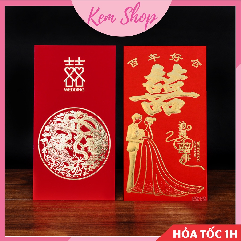 Set lì xì đỏ may mắn, lì xì ăn hỏi trao duyên đám cưới loại cao cấp - K235