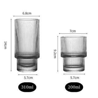 Ly Thủy Tinh Sọc 2 Tầng Mẫu Mới 2022, Cốc Thủy Tinh Chịu Nhiệt Dùng Uống Trà, Cafe, Sinh Tố, 200ml 310ml