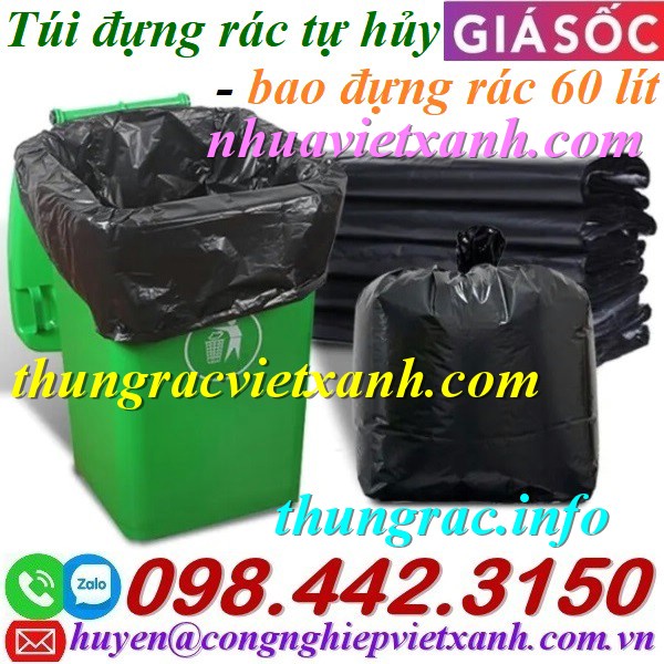 Bao rác tự hủy 60 lít màu đen - 1kg (2 cuộn) | Shopee Việt Nam