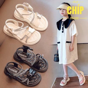 sandal bé gái dép quai hậu cho bé đính đá nơ thắt xinh xắn điệu đế chống trượt QCCC full hộp 895 ( có ảnh thật )