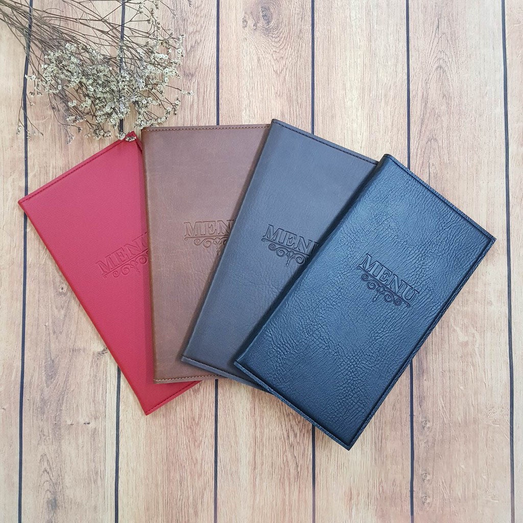 Quyển sổ Menu bìa da khổ 17*31cm cao cấp 10 lá hoặc 20 lá - in logo lên ...