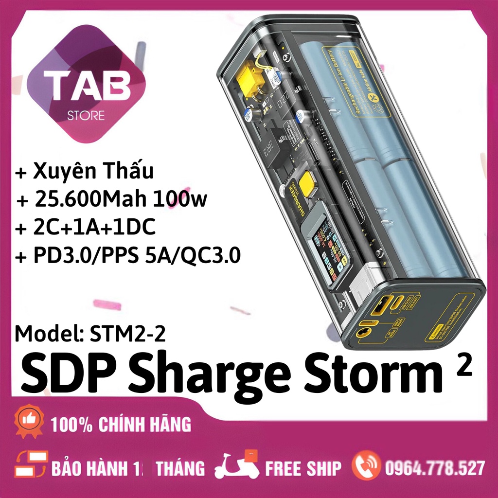 Sạc Dự Phòng Trong Suốt SHARGE/Shargeek STORM 2 25600mah 100w Có Màn ...