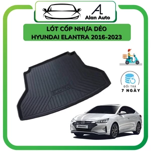 Lót cốp nhựa Hyundai Elantra 2016-2021, Chất liệu nhựa dẻo không mùi, vệ sinh dễ dàng