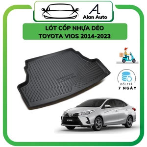 Lót cốp nhựa dẻo Toyota Vios 2014-2022, Chất liệu nhựa dẻo không mùi, vệ sinh dễ dàng, chống thấm nước