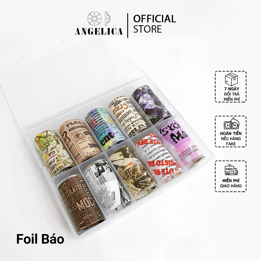 Set Foil Nail cuộn Dán Móng Nhiều Họa Tiết Trang Trí Móng ANGELICA SF
