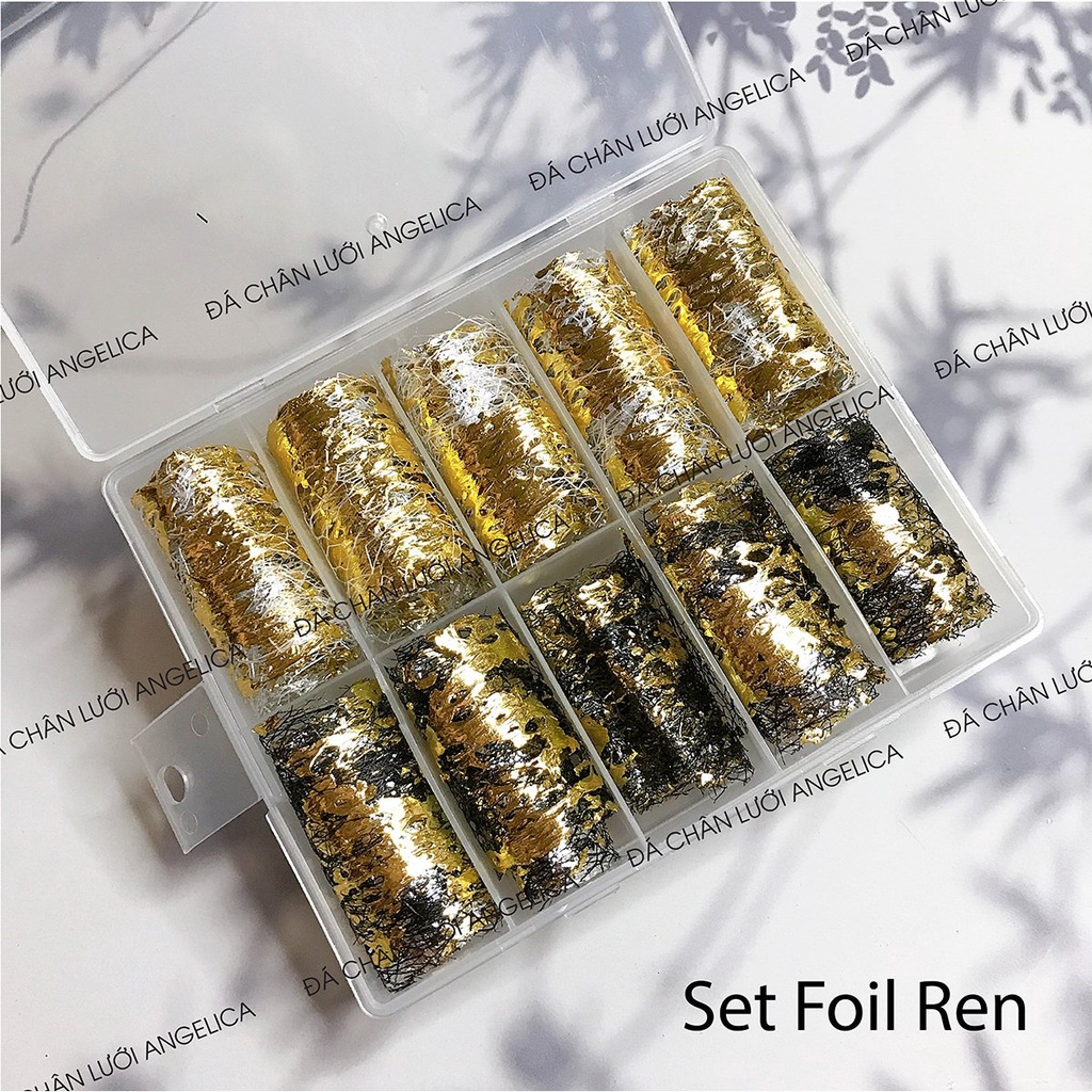 Set Foil Nail cuộn Dán Móng Nhiều Họa Tiết Trang Trí Móng ANGELICA SF
