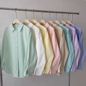 Sơ mi form rộng kiểu hàn nhiều màu, Áo sơ mi trơn dài tay basic phong cách ulzzang khoác ngoài nổi bật DELIZ