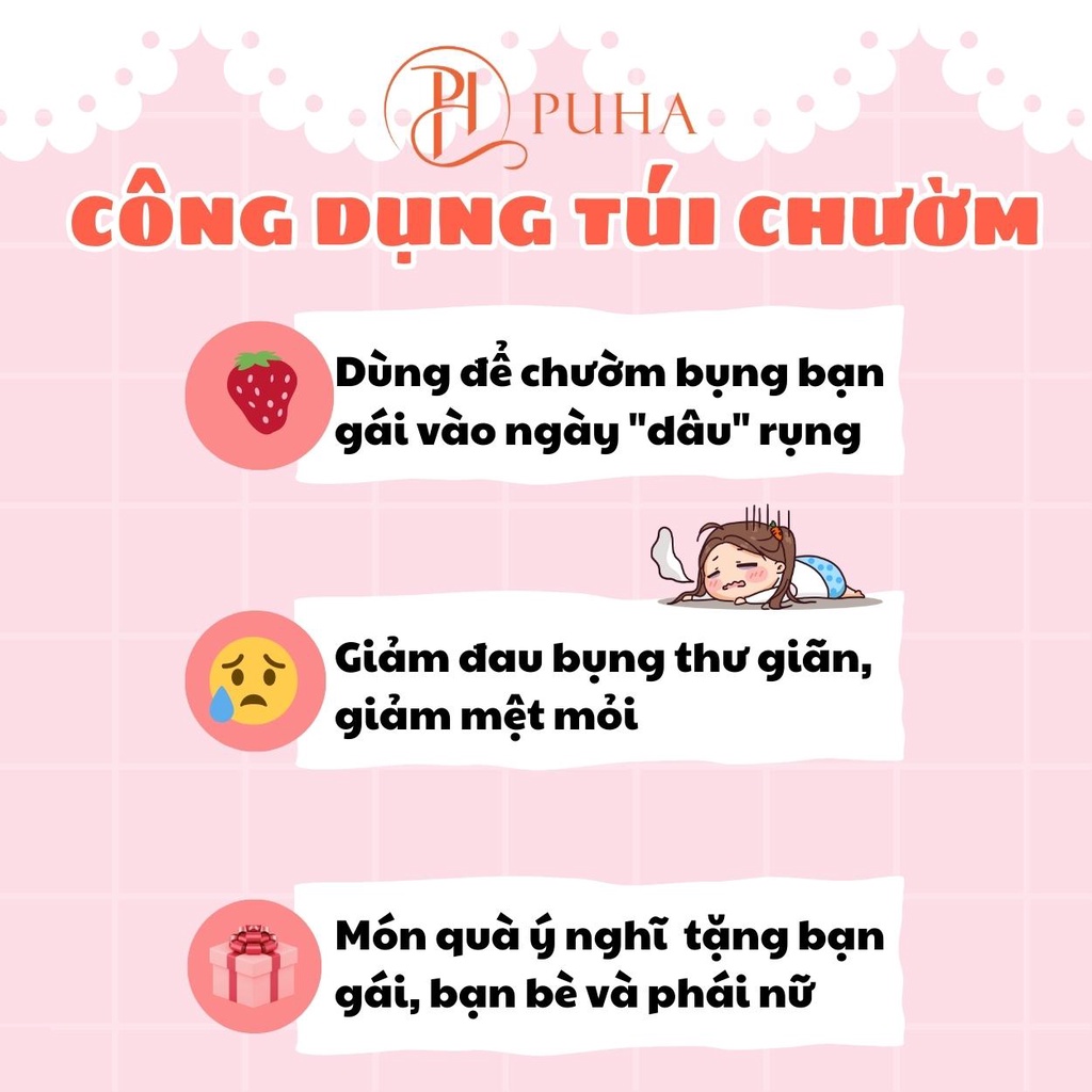 Ảnh Túi chườm bụng nóng lạnh đa năng Puha 1000ml giữ nhiệt, sưởi ấm giảm đau hiệu quả cho bạn nữ 3