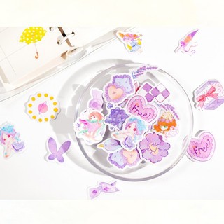 Sticker Hoa Cute Vintage Cổ Điển Hình Dán Trong Suốt Cô Bé Timo ST44