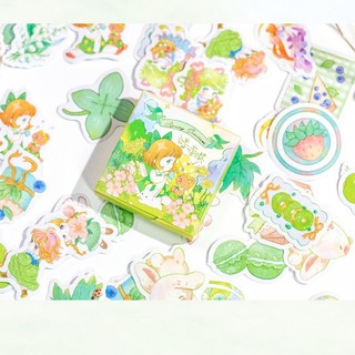 Sticker Hoa Cute Vintage Cổ Điển Hình Dán Trong Suốt Cô Bé Timo ST44