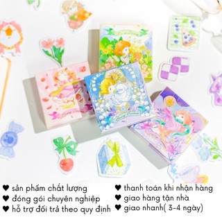 Sticker Hoa Cute Vintage Cổ Điển Hình Dán Trong Suốt Cô Bé Timo ST44