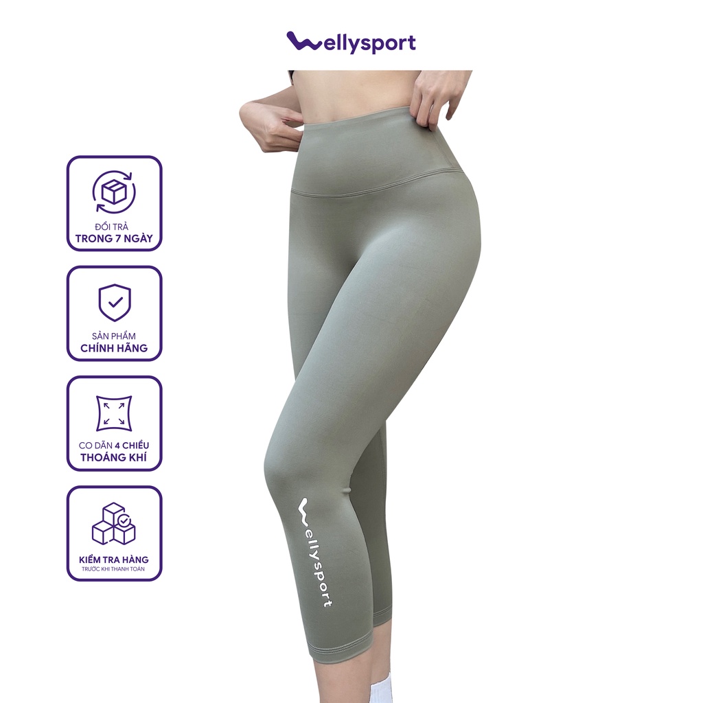 Quần Legging Nữ lửng, đồ tập Yoga, Gym Nữ Welly Sport, Màu Xanh Cyan, Mã QLN02