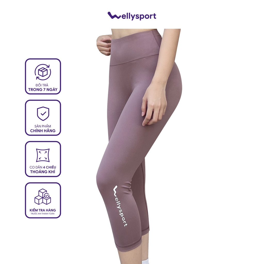 Quần Legging Nữ lửng, đồ tập Yoga, Gym Nữ Welly Sport, màu tím orchid, Mã QLN01