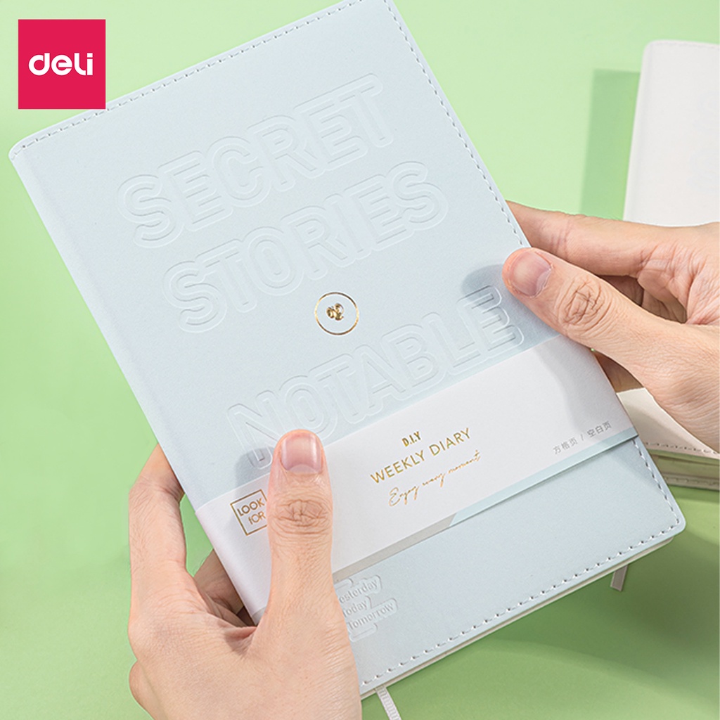 Sổ tay ghi chép Bìa Da Cao Cấp Deli 192/224 trang 96/112 tờ 80gsm, Chống Nước, Làm Quà Tặng Sang Trọng