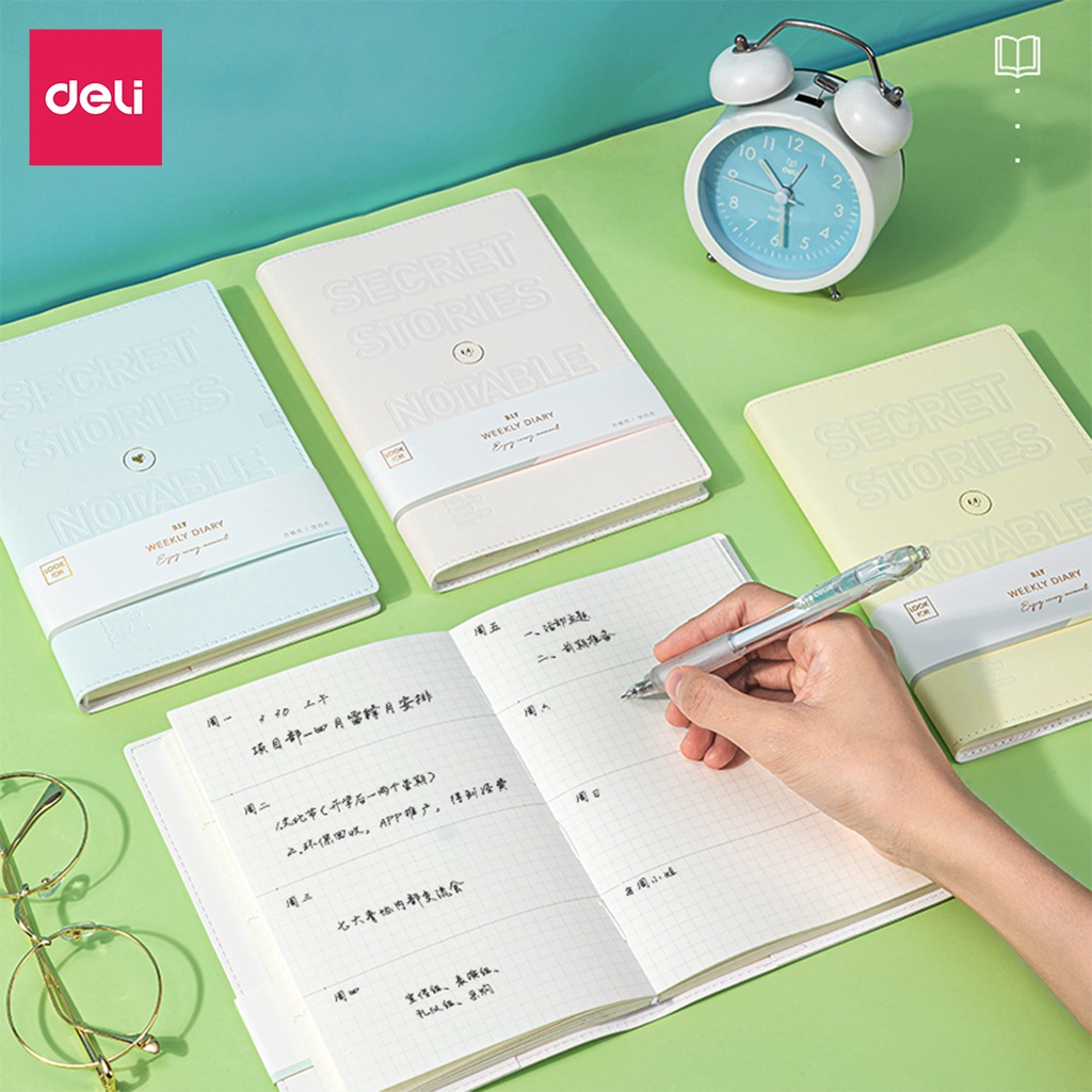 Sổ tay ghi chép Bìa Da Cao Cấp Deli 192/224 trang 96/112 tờ 80gsm, Chống Nước, Làm Quà Tặng Sang Trọng
