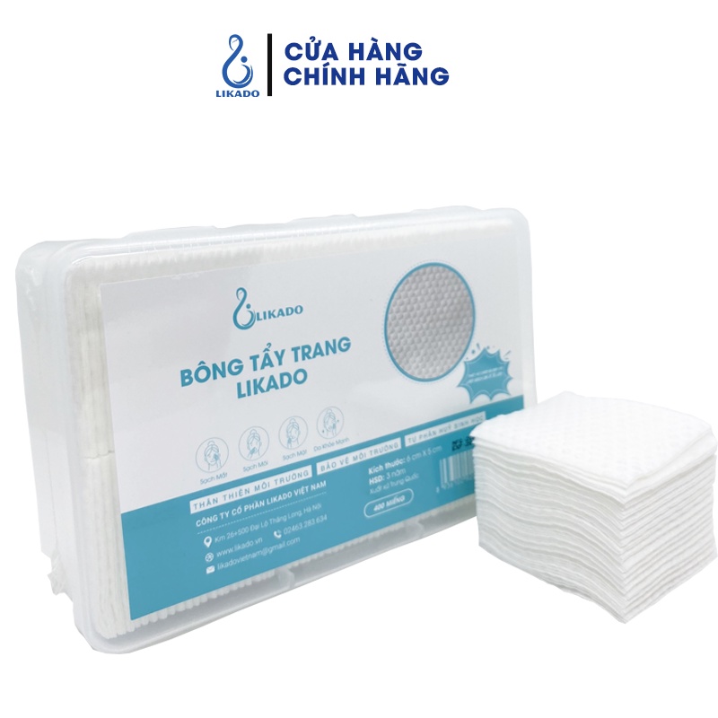 Ảnh Bông tẩy trang Likado hộp 400/600 miếng kích thước (6cmx5cm) 4