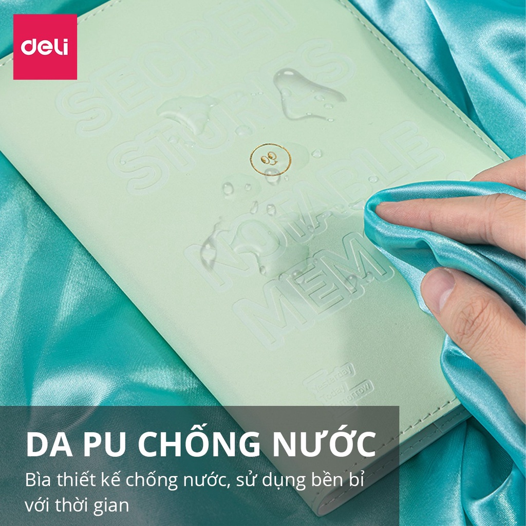 Sổ tay ghi chép Bìa Da Cao Cấp Deli 192/224 trang 96/112 tờ 80gsm, Chống Nước, Làm Quà Tặng Sang Trọng