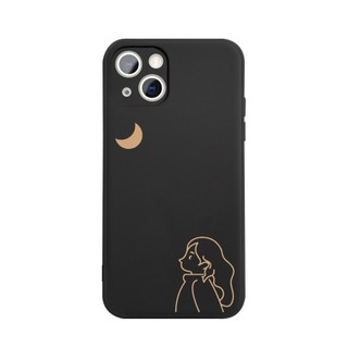 Ốp lưng mềm hình cặp đôi dễ thương đẹp đen cho iPhone 6 dến 16promax- q2101