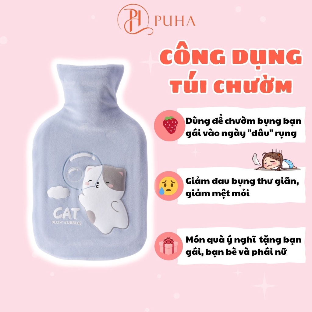 Ảnh Túi sưởi ấm bụng kinh cho nữ Puha 1000ml, nóng lạnh đa năng giữ nhiệt 3h, món quà tặng bạn gái 3