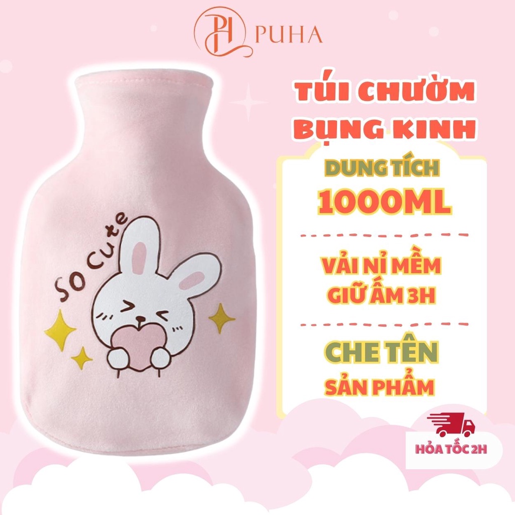 Ảnh Túi chườm bụng nóng lạnh đa năng Puha 1000ml giữ nhiệt, sưởi ấm giảm đau hiệu quả cho bạn nữ 1