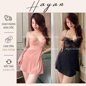 HT241 Váy ngủ sexy phối ren ngực sang chảnh kèm GỌNG,đồ ngủ lụa tôn dáng gợi cảm HT241