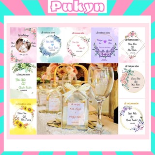 Tem dán chai nước đám cưới mẫu mới nhất 2023 Pukyn