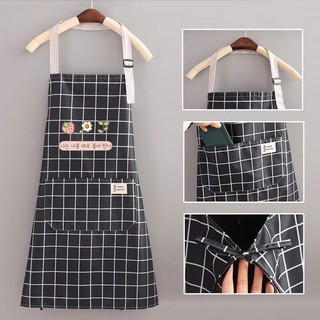 Tạp Dề Nấu Ăn Kẻ Caro Họa Tiết Dễ Thương Chống Thấm Nước Có Nút Điều Chỉnh Dây Đeo Tiện Lợi 88367 mienphivanchuyen199k