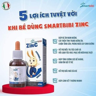 Kẽm hữu cơ Smartbibi Zinc bổ sung vitamin C giúp bé ăn ngon, giảm ốm vặt 30ml