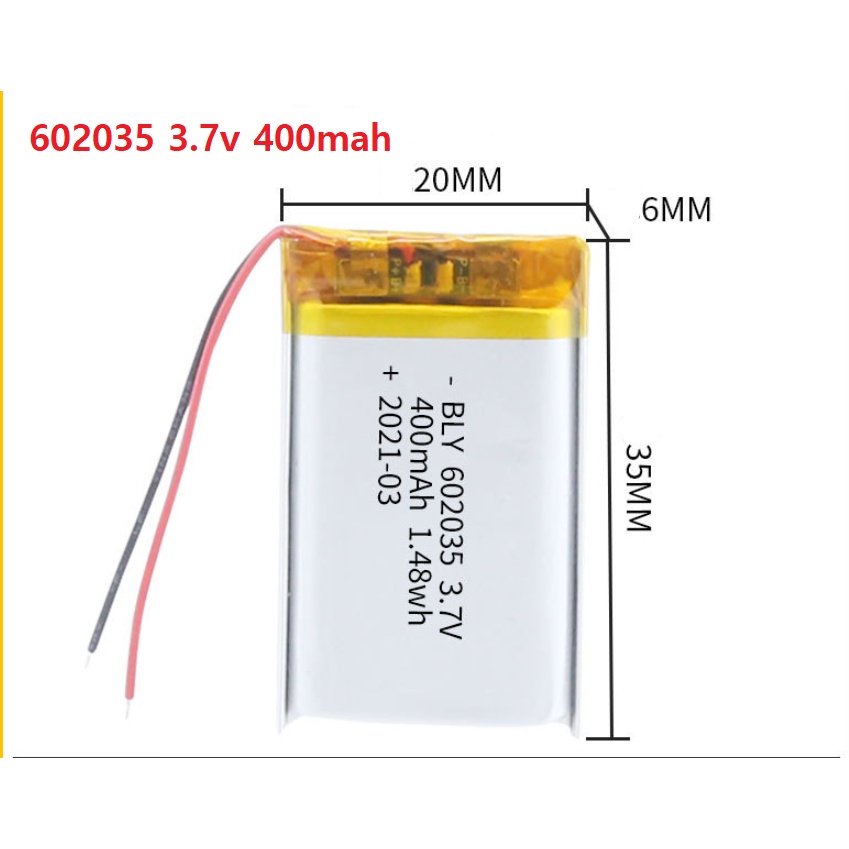 [Hỏa Tốc] Pin 3.7V 400mah 602035 Tai Nghe Loa Mp3 MP4 MP5 GPS PSP ...