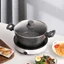 【Giá thấp lịch sử toàn shop】JEETEE Nồi Hầm Chống Dính Phủ Đá Vân Màu Xám 24cm Kèm Nắp Kính PFOA Free Dùng Cho Bếp Từ, Bếp Gas