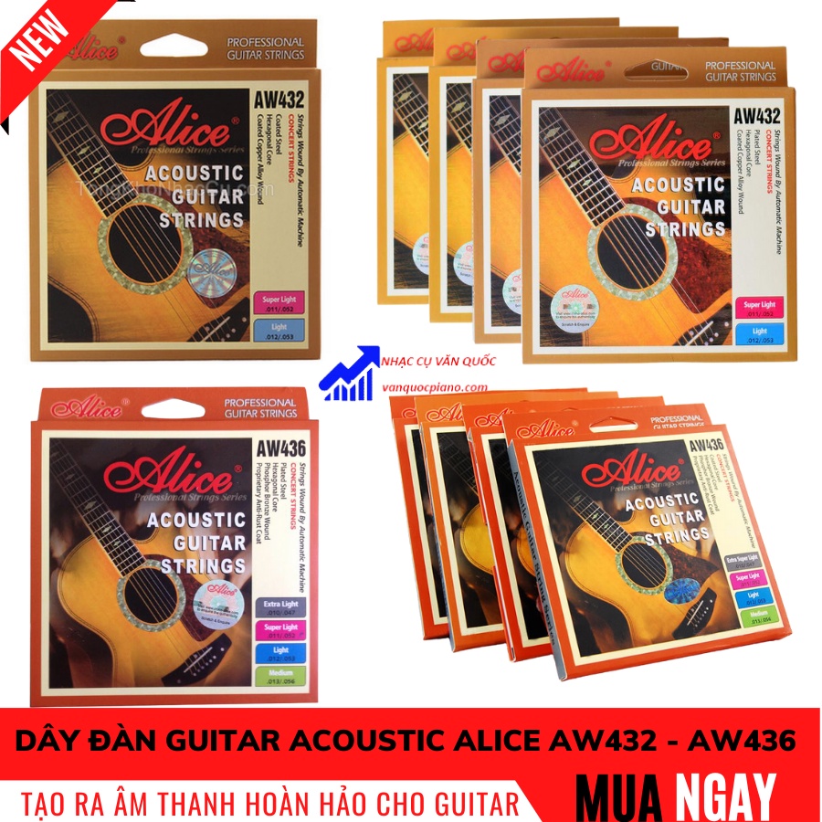 Dây đàn Guitar Acoustic Alice Aw436 Aw432 Cỡ 11 Chính Hãng Shopee