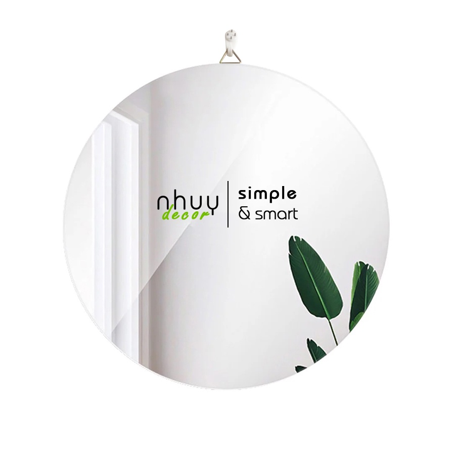 Gương tròn treo nhà tắm không viền - gương decor phòng siêu xinh tặng kèm phụ kiện treo