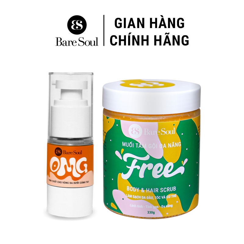 Ảnh Combo dưỡng sáng chuyên sâu, nâng tông tức thì, giảm thâm, khử mùi, giảm tiết mồ hôi nách BareSoul OMG 20g + FREE 330g 1