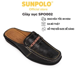 [Tặng dây nịt đơn từ 999k] Dép sabo Giày sục không gót nam da bò cao cấp SUNPOLO SPO002